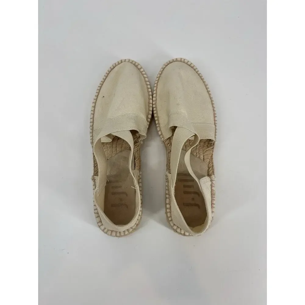 J Jill Women's Ivory Canvas Espadrille Slip On Flats US 7Casual Shoes
